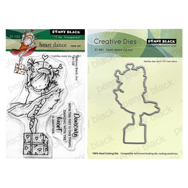 Penny Black Heart Dance Clear Stamp and Die Set