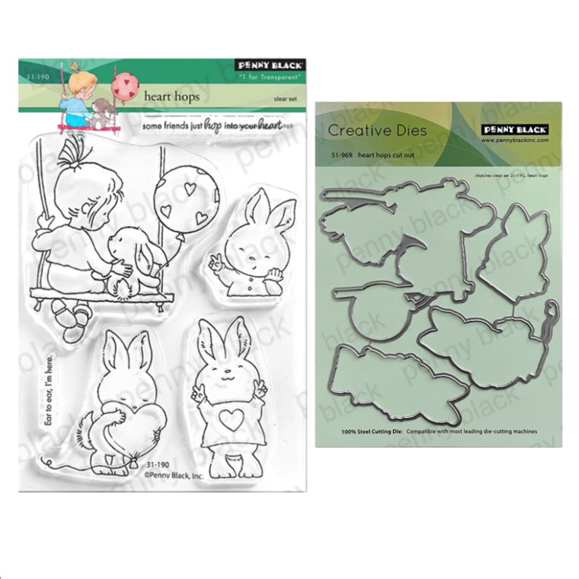 Penny Black Heart Hops Clear Stamp and Die Set