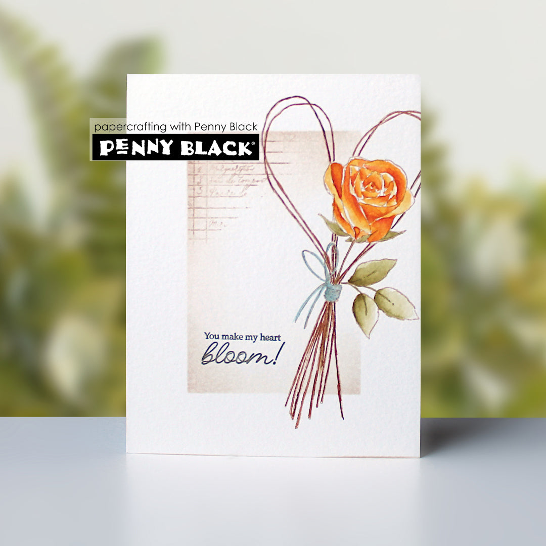 Penny Black Heart Petals Clear Stamp and Die Set bloom