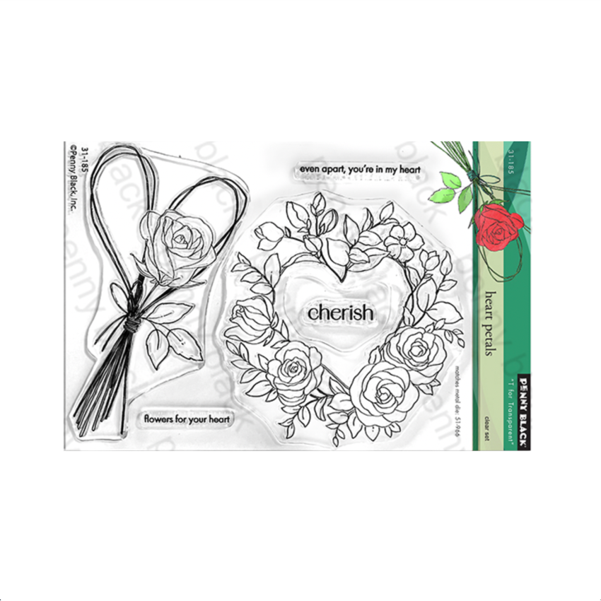 Penny Black Heart Petals Clear Stamp and Die Set image 1