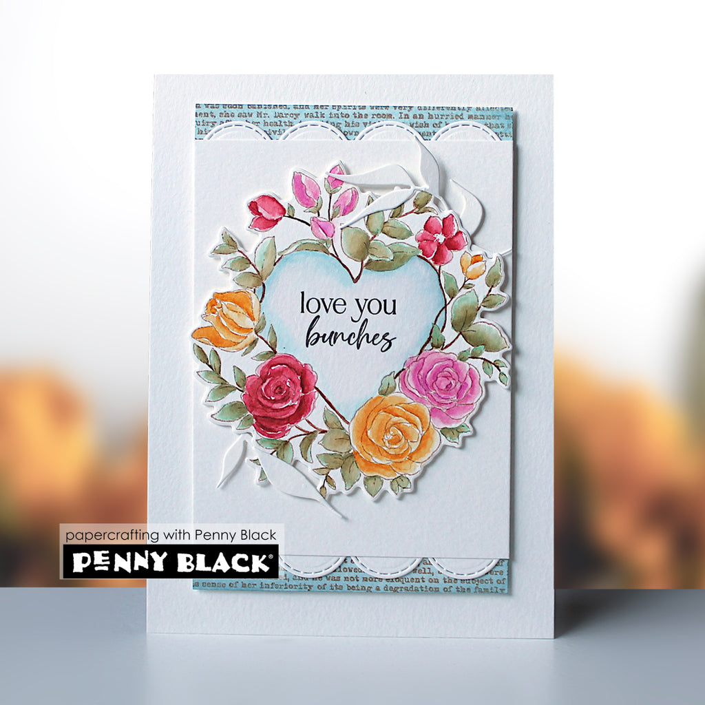 Penny Black Heart Petals Clear Stamp and Die Set roses