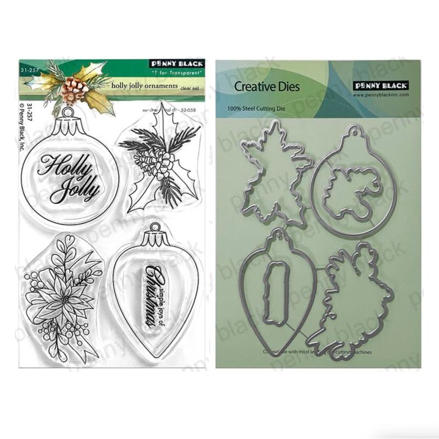 Penny Black Holly Jolly Ornaments Clear Stamp and Die Set