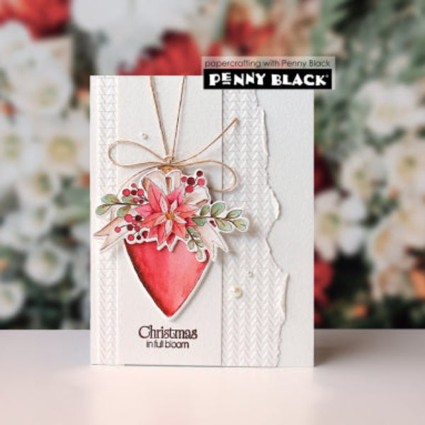 Penny Black Holly Jolly Ornaments Clear Stamp and Die Set christmas in bloom card
