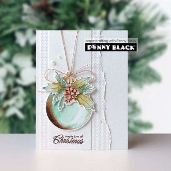 Penny Black Holly Jolly Ornaments Cut Out Coordinating Dies 52-058 simple joy of christmas card