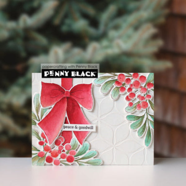 Penny Black Joyful Bow Clear Stamps 31-244 red bow card