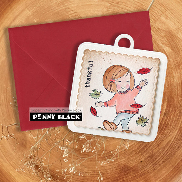 Penny Black Joyful Fall Clear Stamp and Die Set thankful mini card