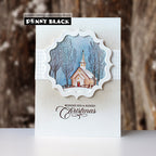 Penny Black Marbled Ripple Frame Dies 52-021 church in frame card