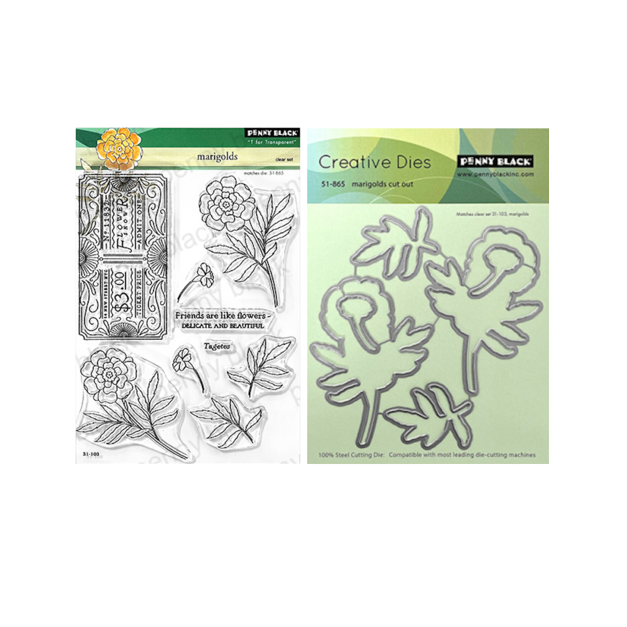 Penny Black Marigolds Clear Stamp and Die Set