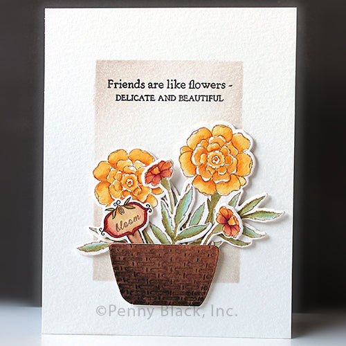 Penny Black Marigolds Cut Out Dies 51-865 planter