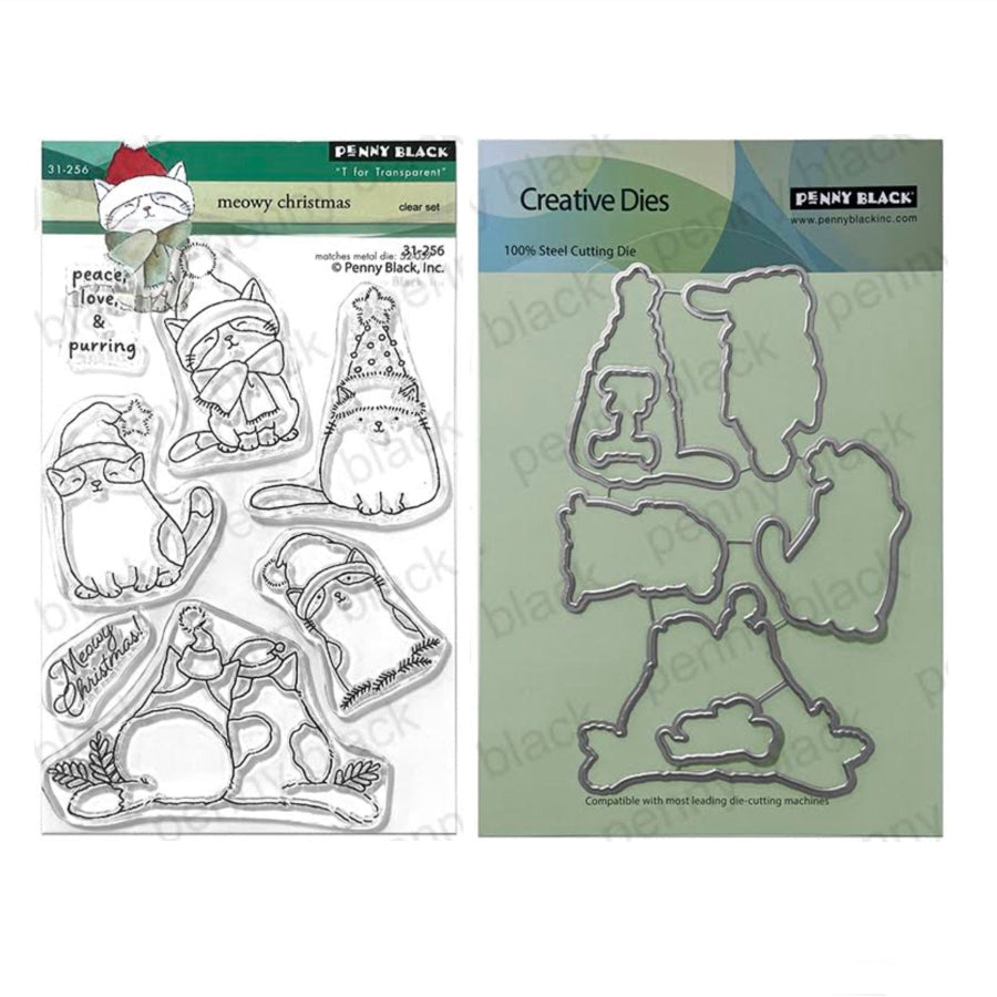 Penny Black Meowy Christmas Clear Stamp and Die Set