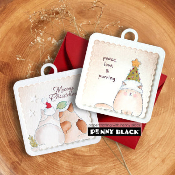 Penny Black Meowy Christmas Cut Out Coordinating Dies 52-057 christmas tree   hat cards