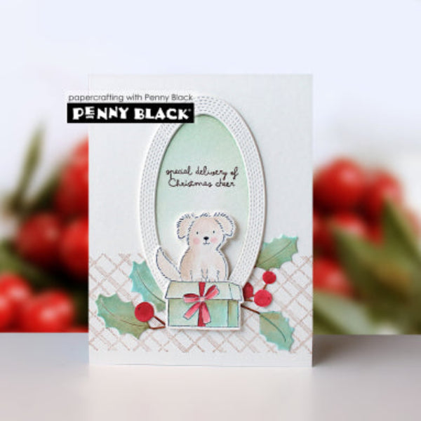 Penny Black Merry Delivery Clear Stamp and Die Set christmas cheer card
