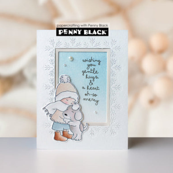 Penny Black Merry Delivery Clear Stamp and Die Set snowflake background card