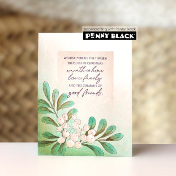 Penny Black Merry Mistletoe Clear Stamps 31-247 greenery and berries card