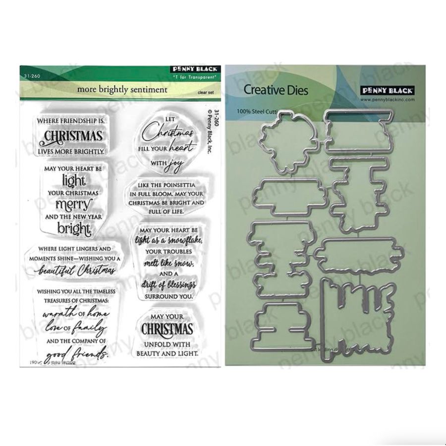 Penny Black More Brightly Sentiments Clear Stamp and Die Set