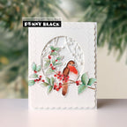 Penny Black Perched and Pine Clear Stamp and Die Set robin red berries card