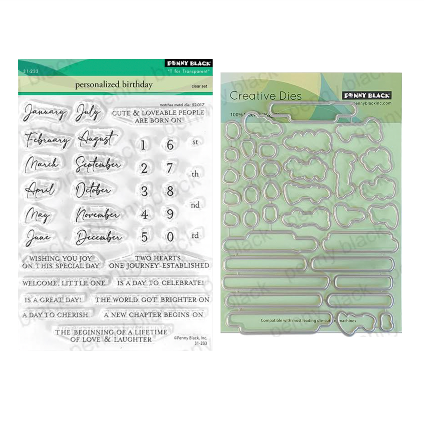 Penny Black Personalized Birthday Clear Stamp and Die Set
