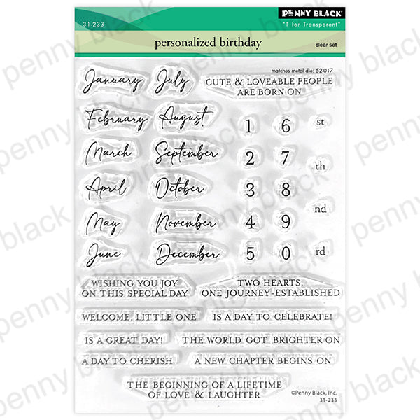 Penny Black Personalized Birthday Clear Stamp and Die Set image 1