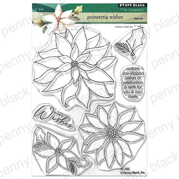 Penny Black Poinsettia Wishes Clear Stamps 31-245