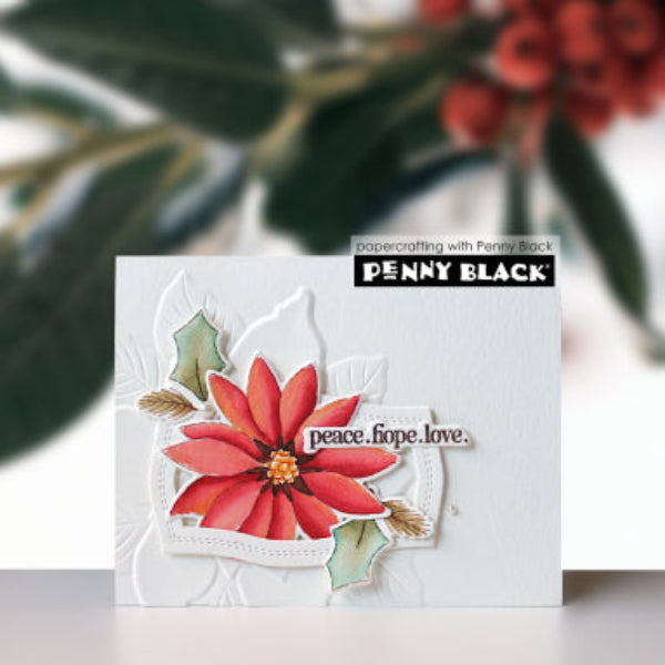Penny Black Poinsettia Wishes Cut Out Coordinating Dies 52-046 peace love hope card
