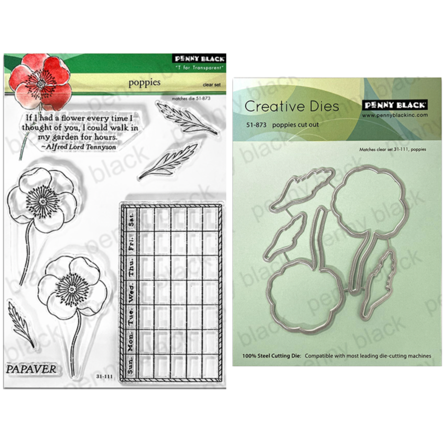 Penny Black Poppies Clear Stamp and Die Set