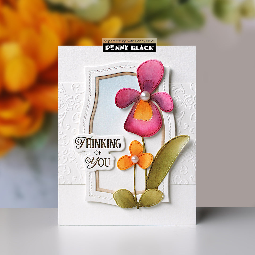 Penny Black Positivity Clear Stamps 31-231 stitched frame