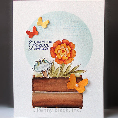Penny Black Pretty Planter Clear Stamp and Die Set butterflies