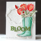 Penny Black Rain Or Shine Clear Stamp and Die Set blooms