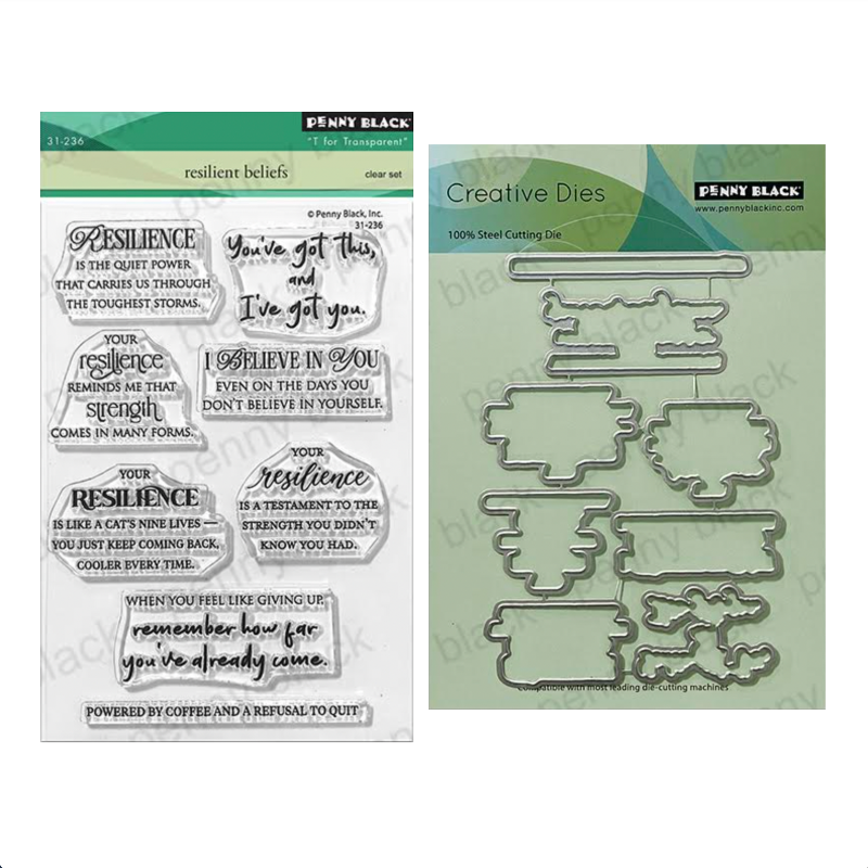 Penny Black Resilient Beliefs Clear Stamp and Die Set