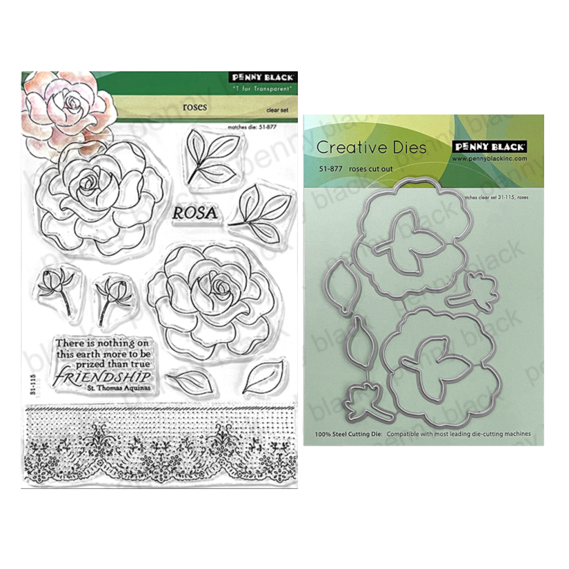 Penny Black Roses Clear Stamp and Die Set