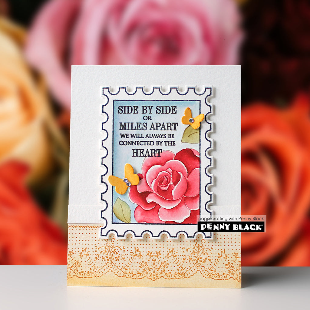 Penny Black Roses Clear Stamp and Die Set butterflies
