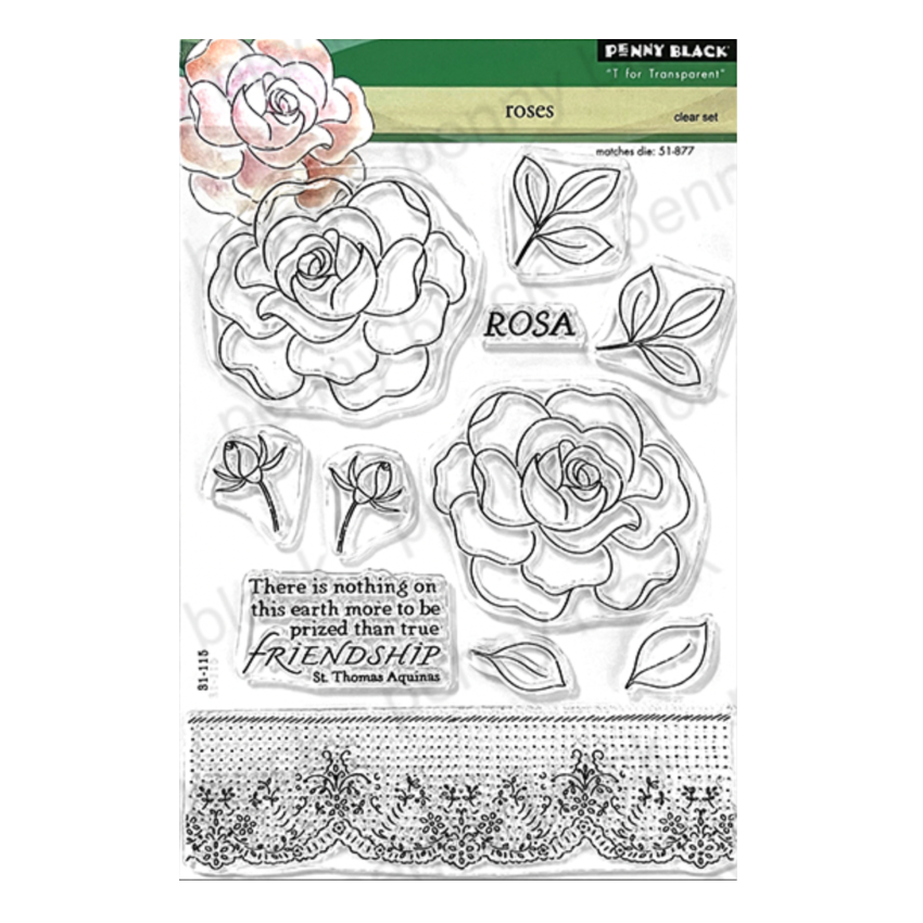 Penny Black Roses Clear Stamp and Die Set image 1