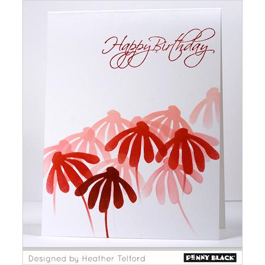 Penny Black Rubber Stamp FLOURISH BIRTHDAY 4071F blooms