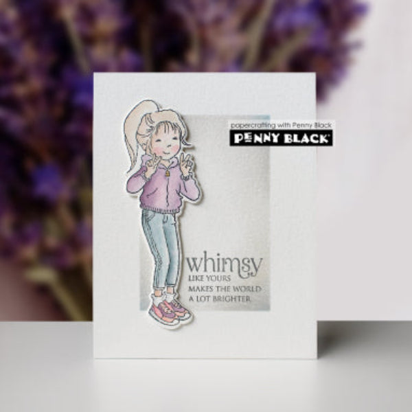 Penny Black Sending Smiles Clear Stamp and Die Set purple sweater