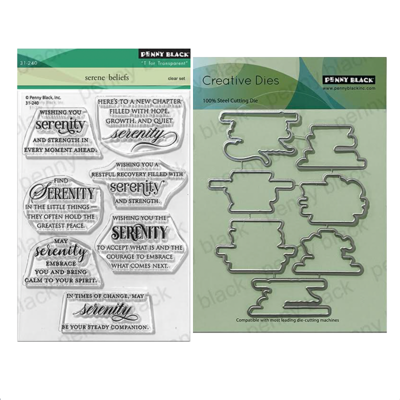 Penny Black Serene Beliefs Clear Stamp and Die Set