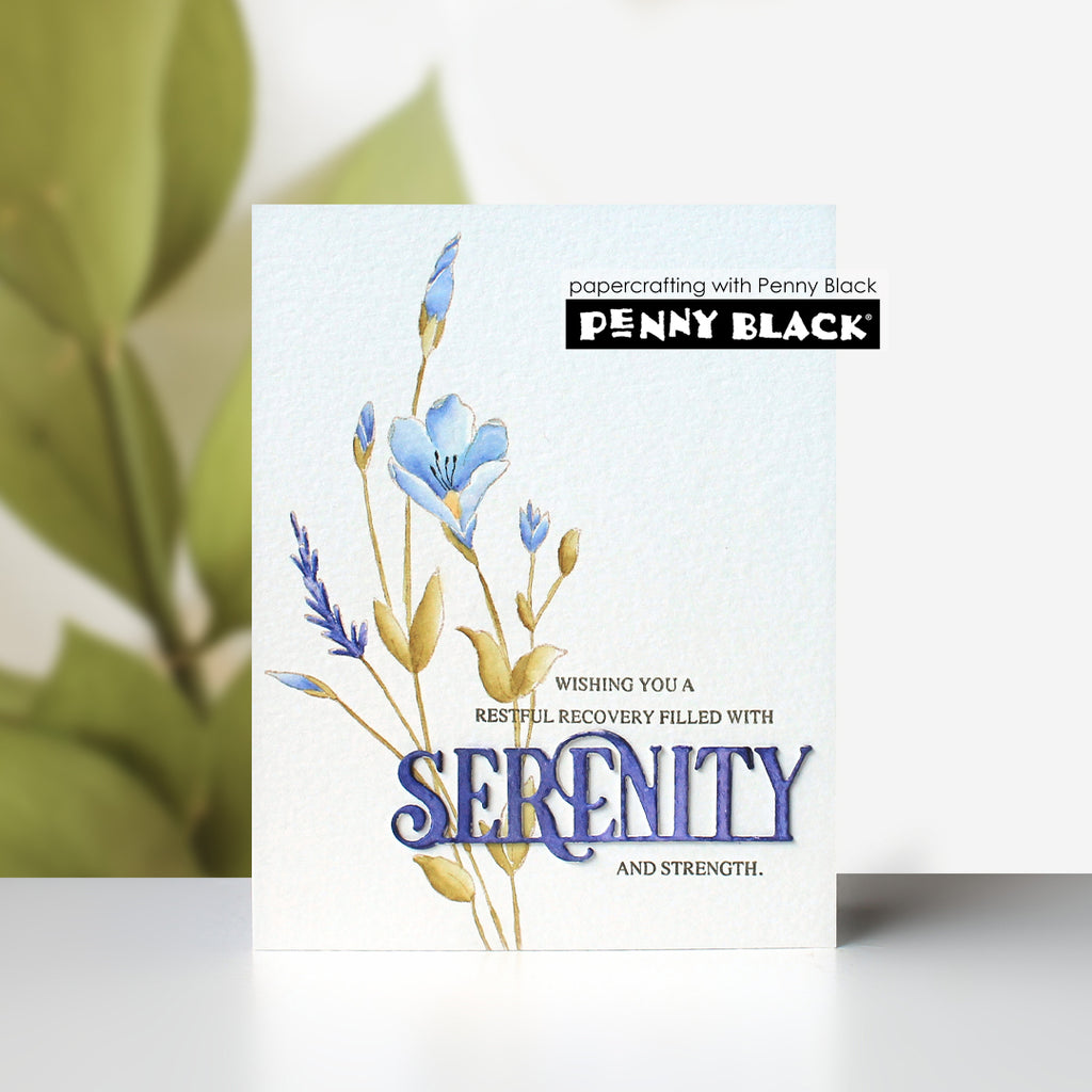 Penny Black Serenity Edger Dies 52-012 blue flowers