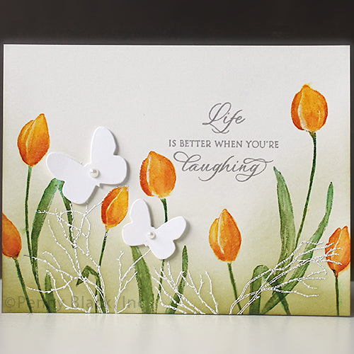 Penny Black Slender Tulips Cling Stamps 40-955 butterflies