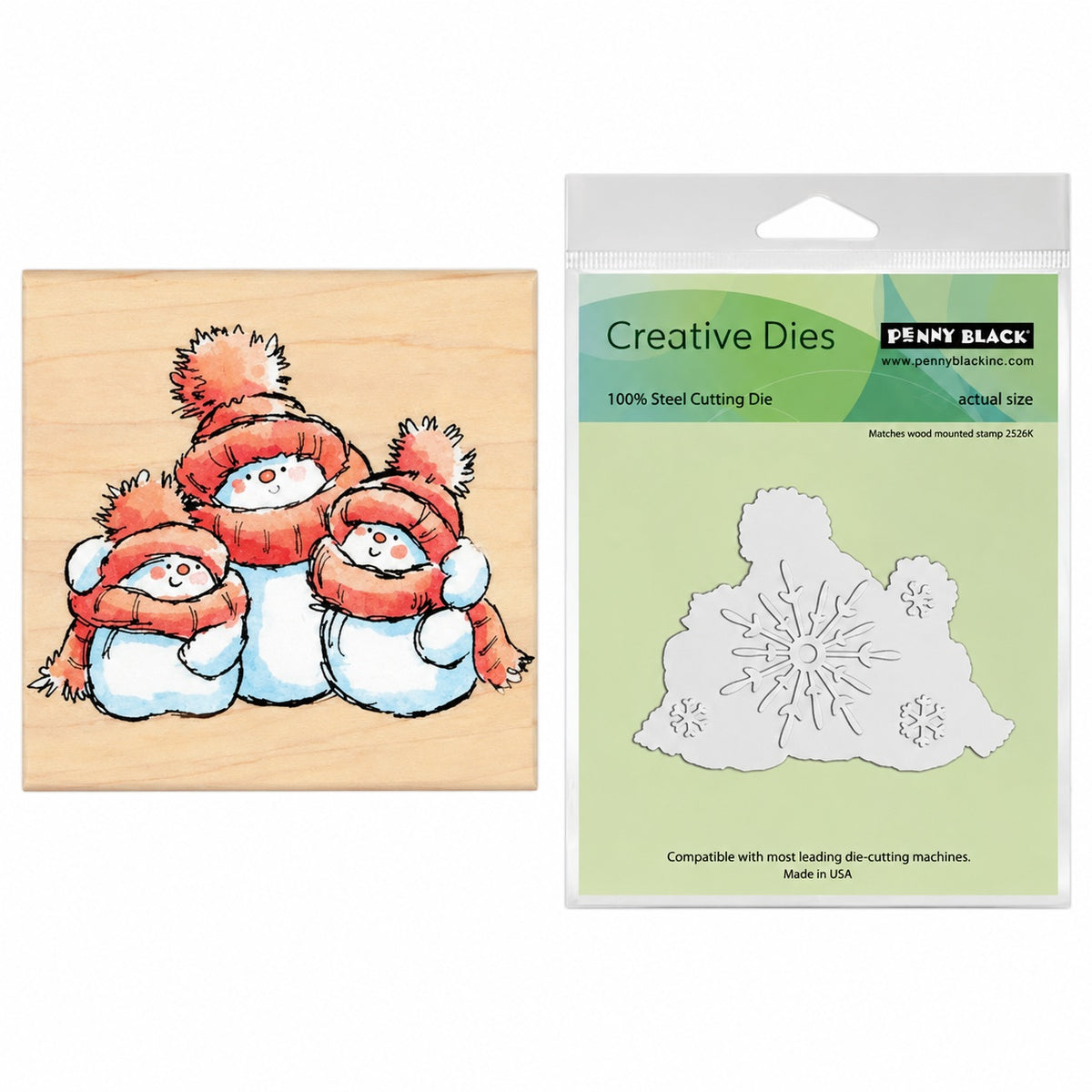 Penny Black Snow Family Mounted Rubber Stamp and Die Set