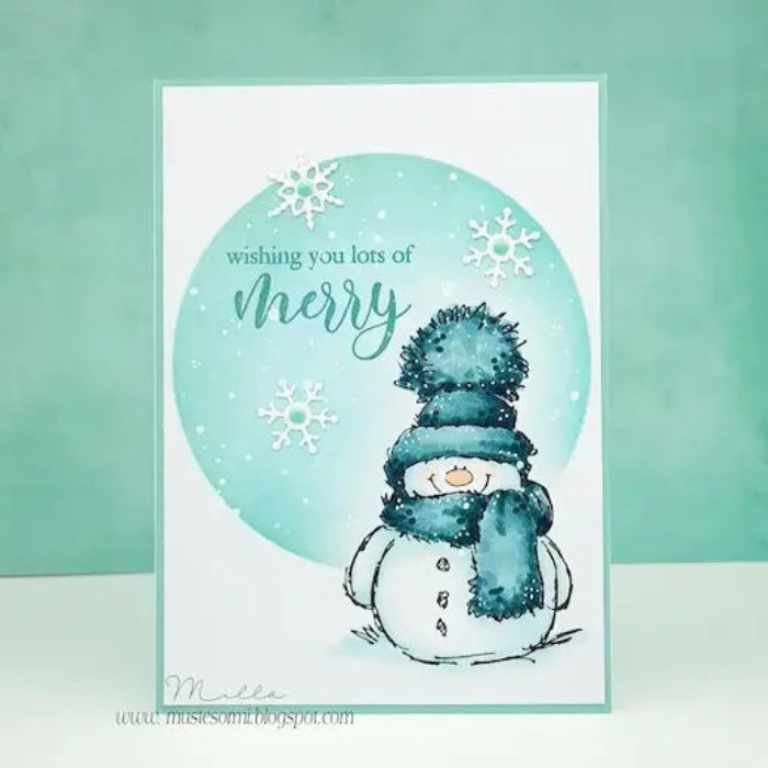 Penny Black Snow Family Mounted Rubber Stamp and Die Set wishing you lots of merry card