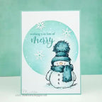 Penny Black Snow Family Mounted Rubber Stamp and Die Set wishing you lots of merry card