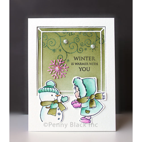 Penny Black Snow Folks Clear Stamp and Die Set friends