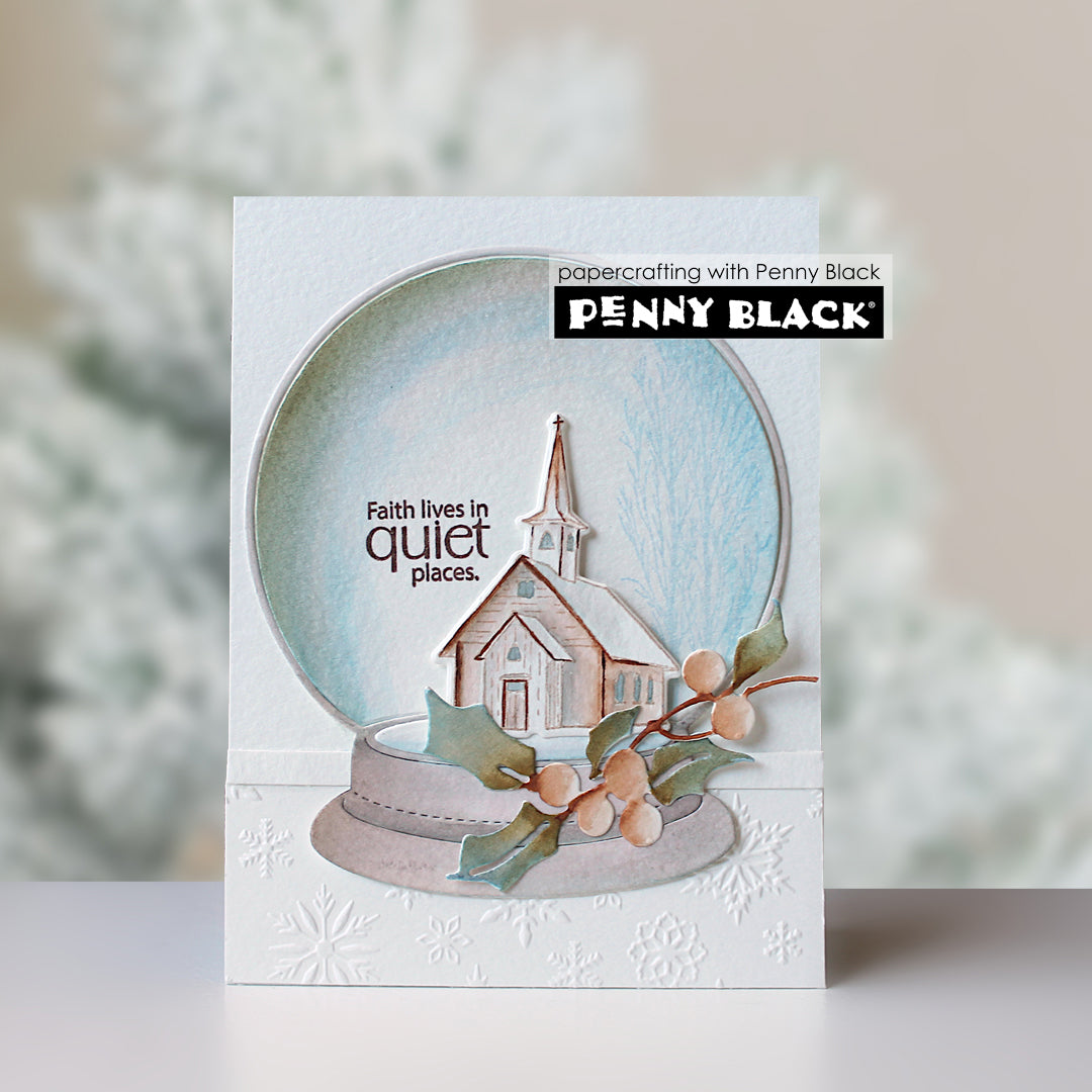 Penny Black Snowy Globe Dies 52-041 white church card