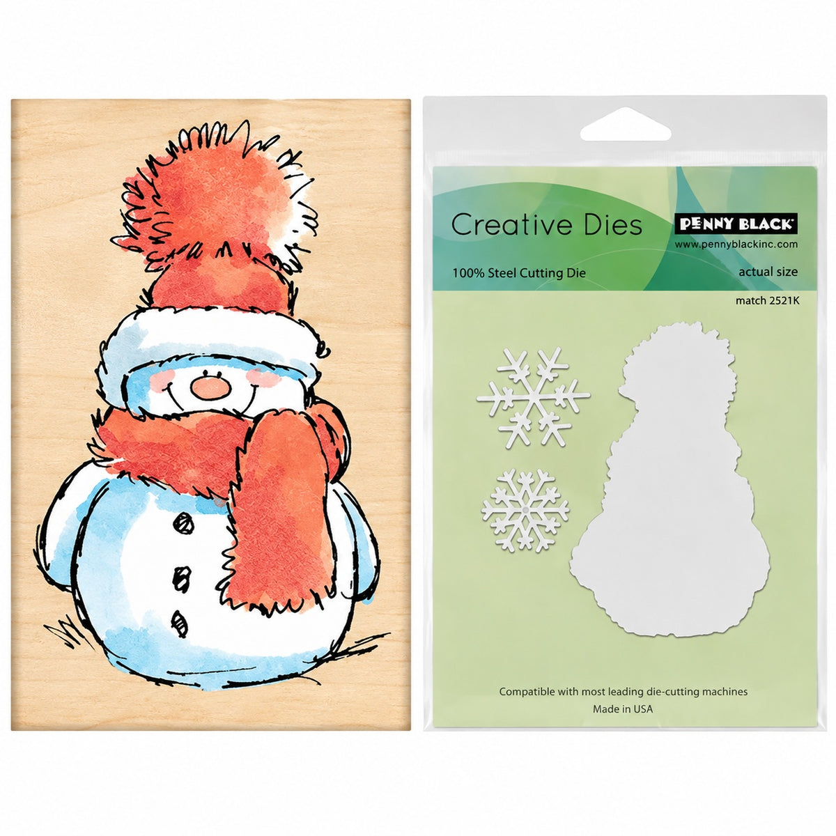 Penny Black Snowy Mounted Rubber Stamp and Frosty's Snow Die Set