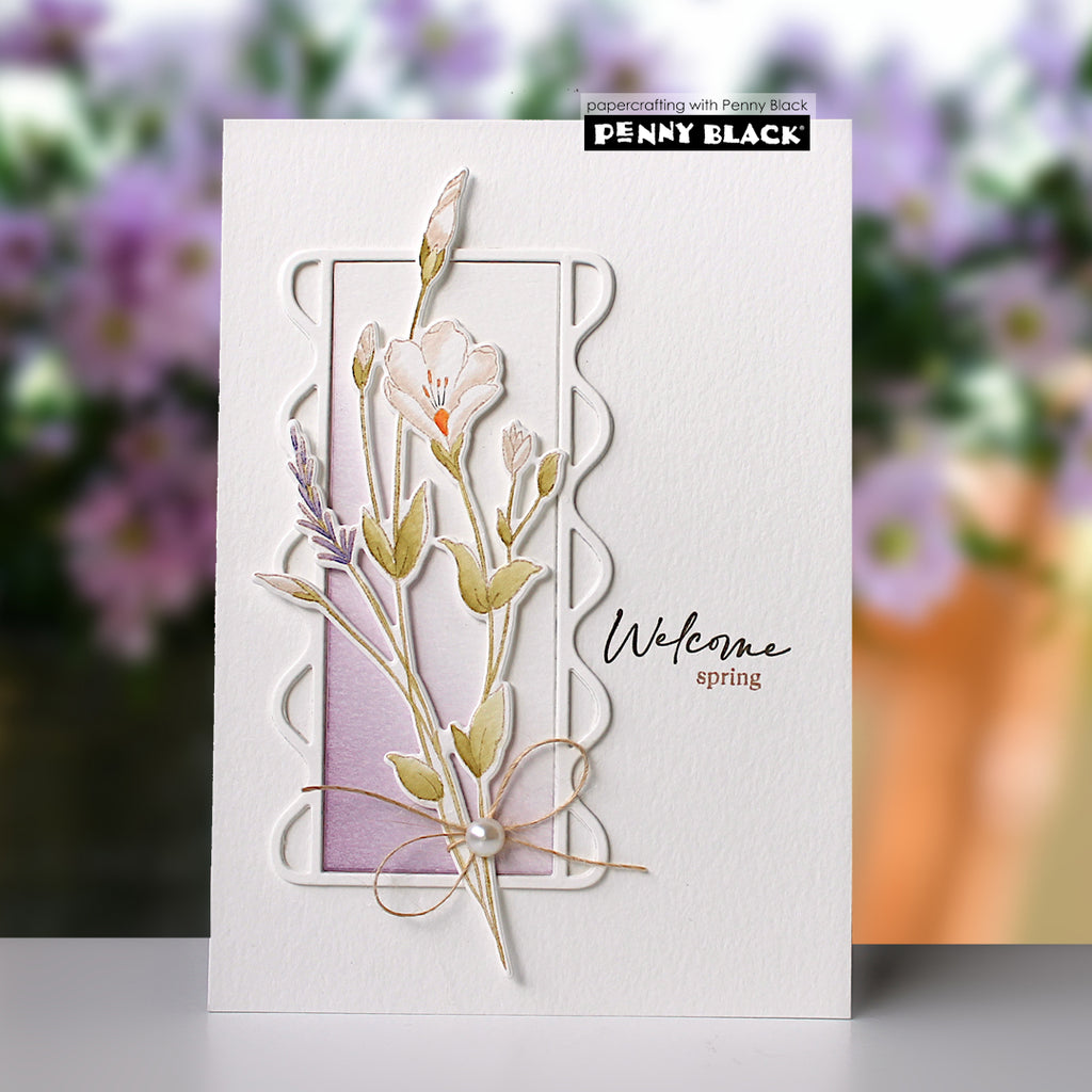 Penny Black Soft Petals Clear Stamp and Die Set welcome spring