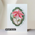 Penny Black Starry Bloom Clear Stamp and Die Set framed poinsettia card