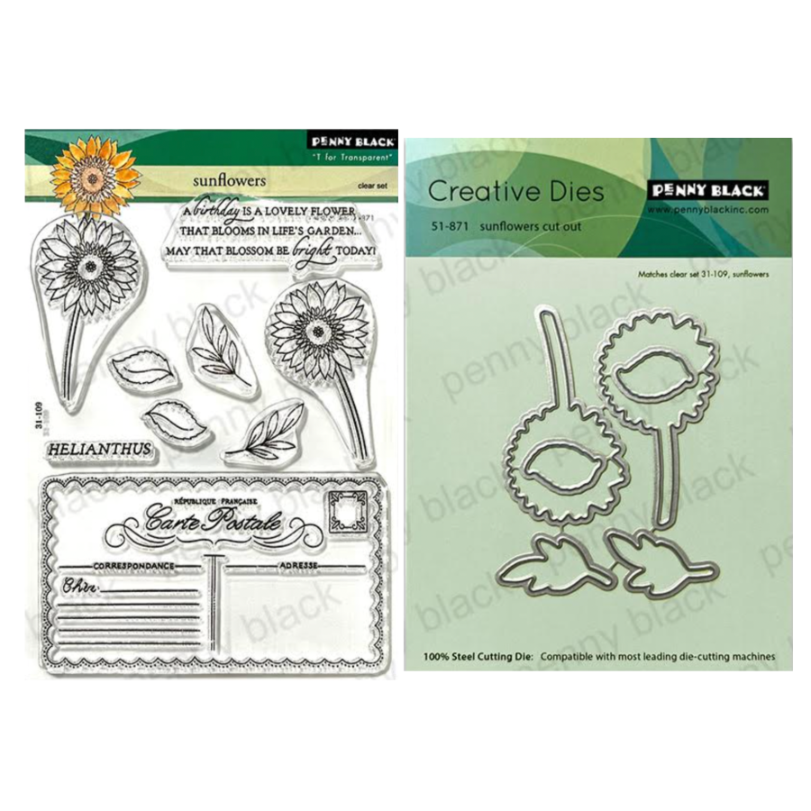 Penny Black Sunflowers Clear Stamp and Die Set