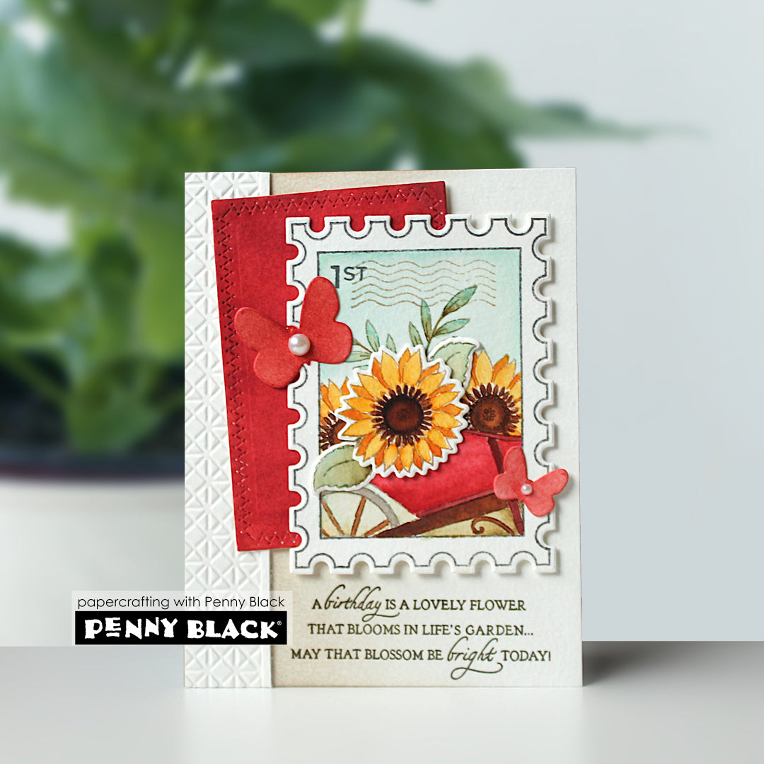 Penny Black Sunflowers Clear Stamp and Die Set butterflies