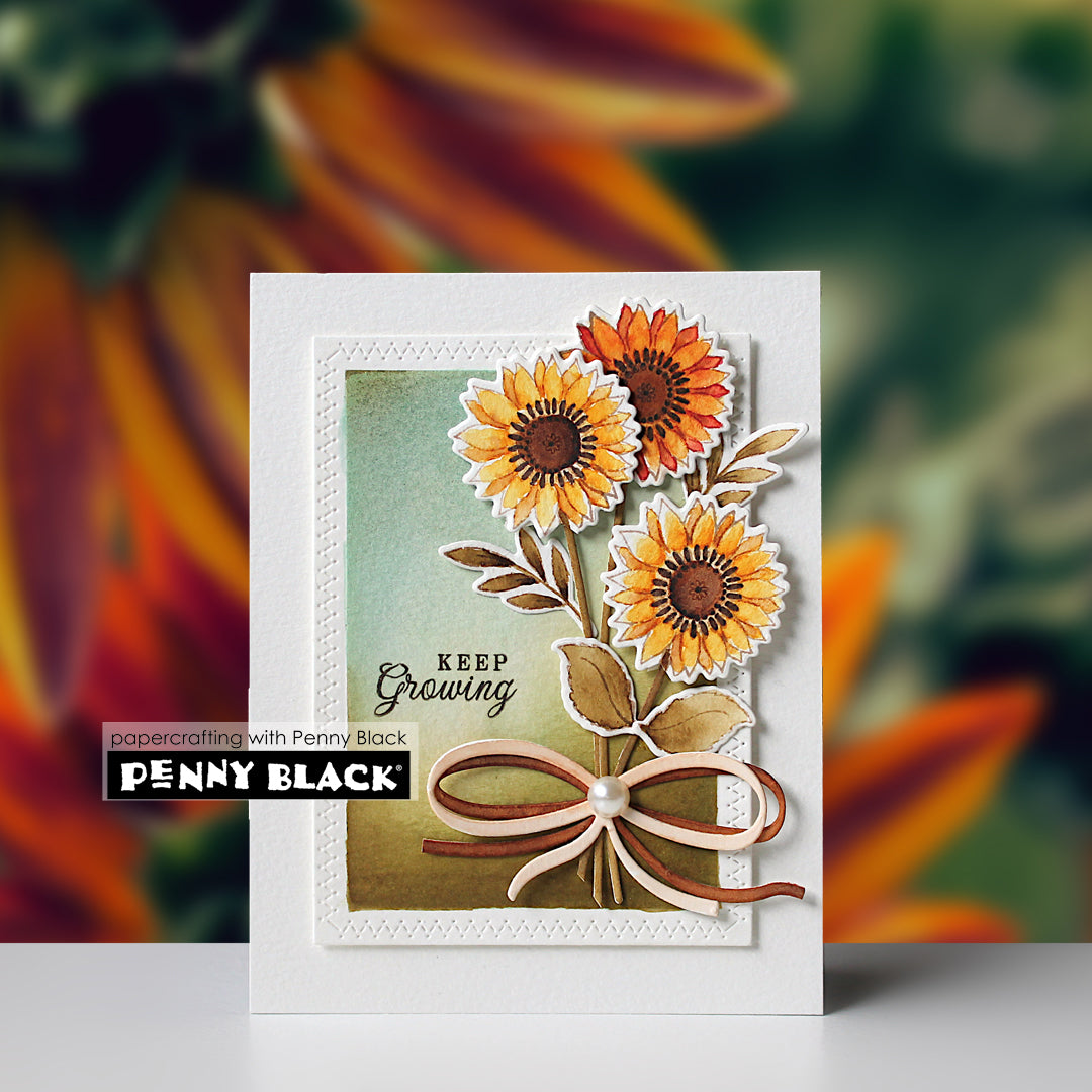 Penny Black Sunflowers Clear Stamps 31-109 ribbon