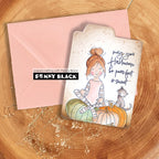 Penny Black Sweet Halloween Clear Stamp and Die Set sitting on pumpkins card