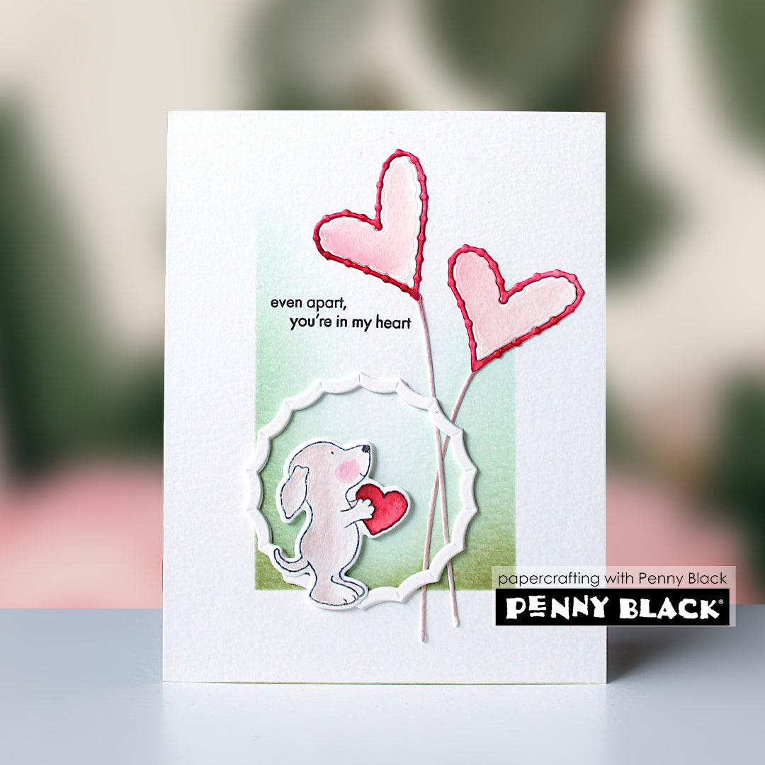 Penny Black Sweet Rose Clear Stamp and Die Set hearts